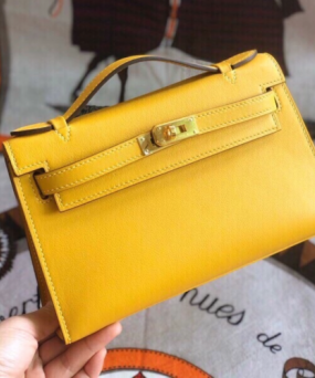 에르메스 미니 켈리백22 앰버 옐로우 금장 스위프트